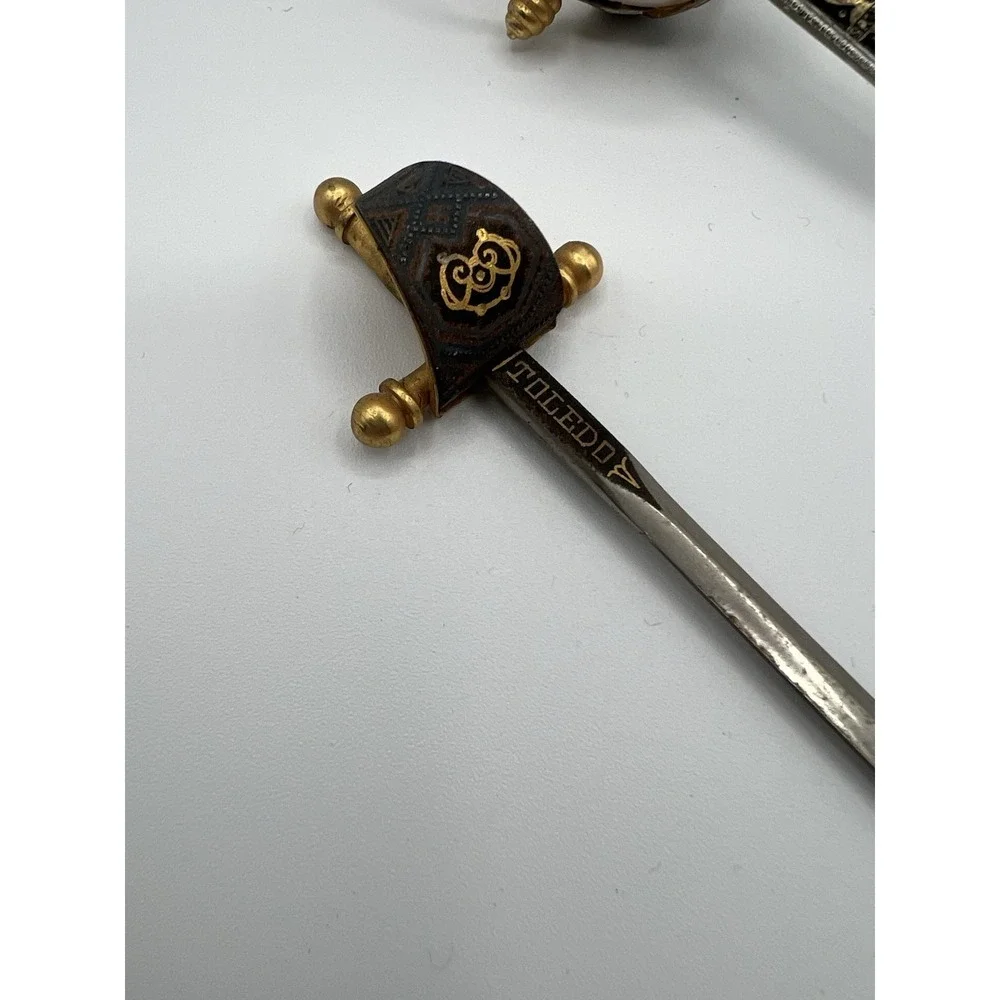 Vintage Lot Toledo Black Gold Decorative‎ Blade Dagger Sword Letter Opener Knife